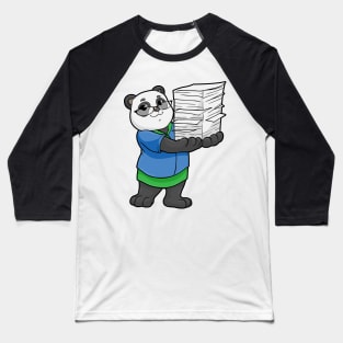 Panda as Secretary with Glasses and Stack of Paper Baseball T-Shirt